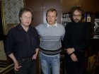 At left - to right: Villi Melnikov, Andrey Mironov, Maksililian Presnyakov in Andrey\'s workshop.