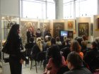 The opening of the exhibition. At left: main research officer of the state Tretiyakovsky Gallery - Anna Benidovskaya – the member of jury.