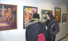 Alexey Akindinov\'s picture «Martin Luther King» and spectators at opening of the International exhibition-competition \"The International Wave of Fine Arts\". Gallery “ASA Art Gallery”, Broadway, New York, USA.